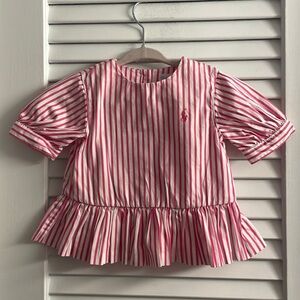 Ralph Lauren Layette Peplum Button Back Shirt, Puffed Sleeves,LIKE NEW-Size 9M